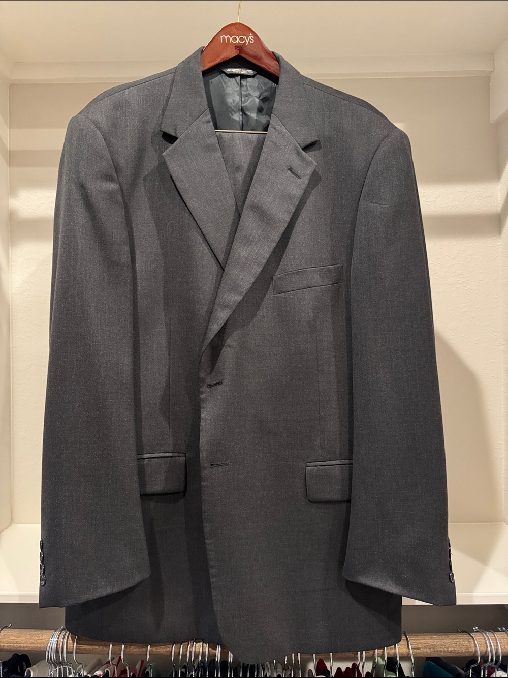 Evan Picone Men's Dark Charcoal Gray Two-Button Suit Jacket